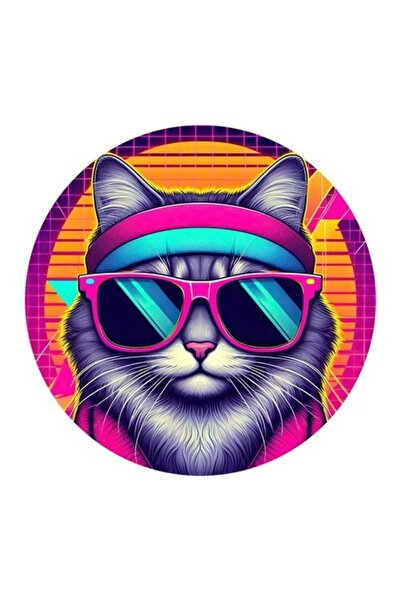 OEM Autocolant decorativ, Pisică, Retro, Multicolor
