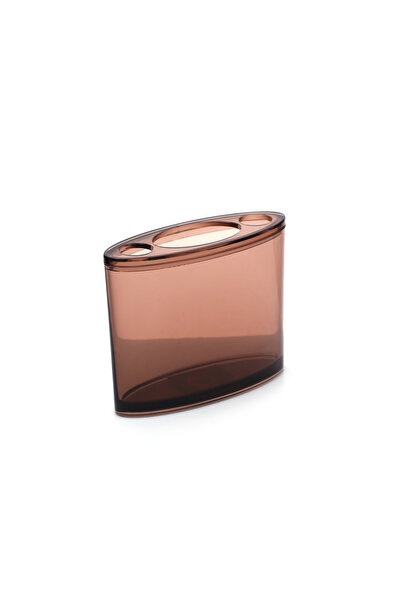 Bosphorus Pen Holder Brown Oval Acrylic Office Supplies 10X13X5Cm
