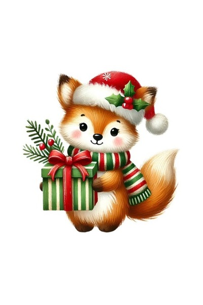 OEM Decorative Sticker, Christmas, Fox, Orange