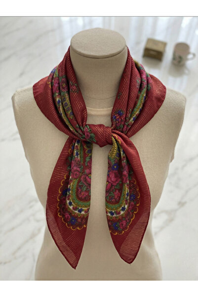 Innovate Store Women's Burgundy Floral Print Glittery Shawl & Scarf - Authent...