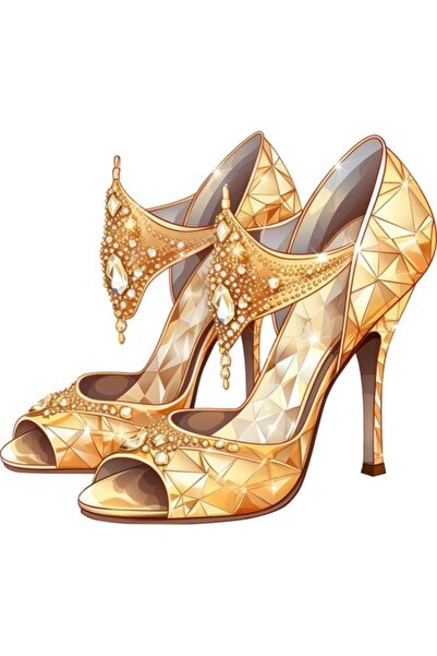 OEM Autocolant decorativ, Pantofi, Auriu, 66 cm