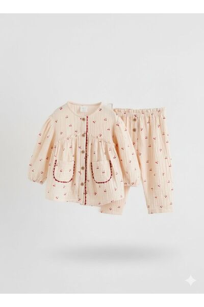 Next Baby Cotton Lu Cream Pocket Detail Long Sleeve Top and Bottom Set