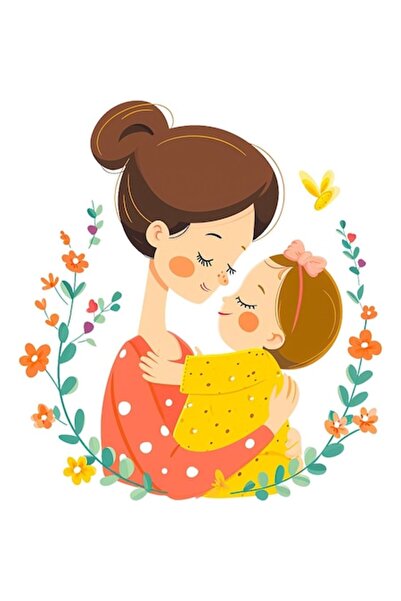 OEM Autocolant decorativ, Mamă și copil, galben