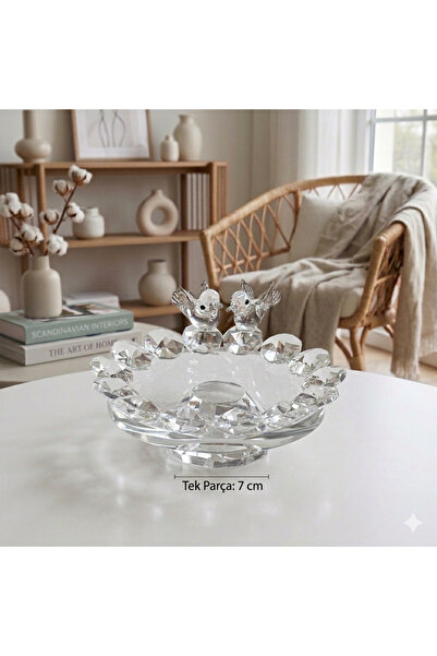 ÖZ KRİSTAL DESİGN Gümüş Yaldızlı Kristal Lokumluk ( 7 cm )