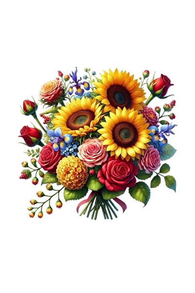 OEM Autocolant decorativ, buchet de flori, multicolor