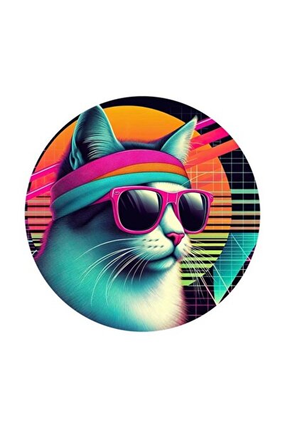OEM Διακοσμητικό αυτοκόλλητο, Γάτα, Ρετρό, Πολύχρωμο