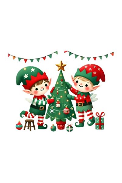 OEM Διακοσμητικό Αυτοκόλλητο, Χριστούγεννα, Ξωτικά, Πράσινο