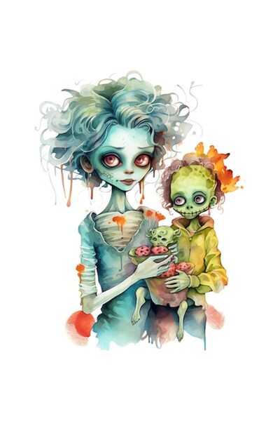 OEM Autocolant auto, Halloween, Zombie, Turcoaz, 30 cm