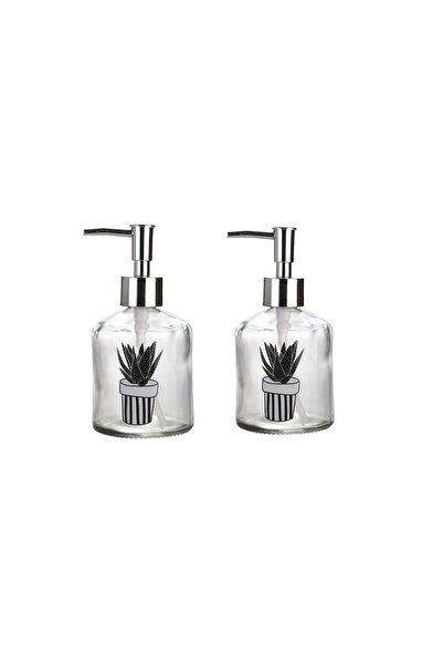Bosphorus Bathroom Set Glass Liquid Soap Dish Two Pieces, Cactus 1 Pattern 30...