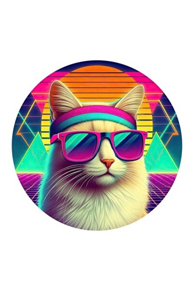 OEM Διακοσμητικό αυτοκόλλητο, Γάτα, Ρετρό, Πολύχρωμο