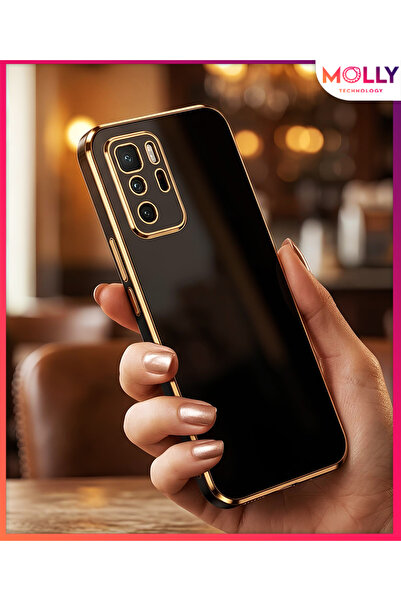 Molly Luxury Silicone Case for Poco X3 Gt with Black Edges Gold Detail