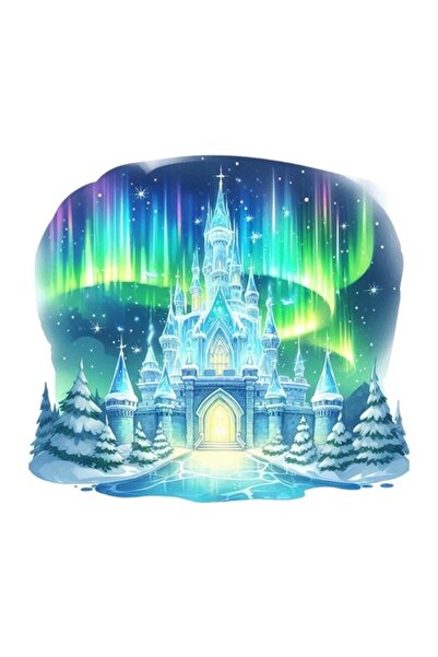 OEM Autocolant decorativ, Aurora Boreală, Castel, Multicolor