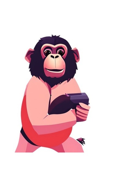 OEM Autocolant decorativ, Cimpanzeu, Roz, 90 cm