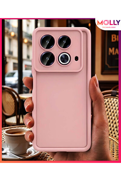 Molly غطاء سيليكون سميك الحواف باللون الوردي الرملي لهاتف إنفينكس نوت 40 برو