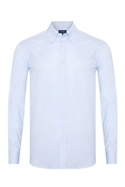 Germirli Albini Mavi Twill Relax Formula Exclusive Tailor Fit Düğmeli Yaka Pa...