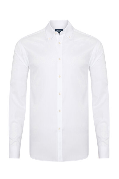 Germirli Albini Beyaz Twill Relax Formula Exclusive Tailor Fit Düğmeli Yaka P...