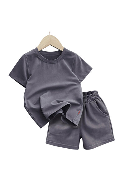 Bidani -Girl Lounge Set T-Shirt & Shorts, Grey, 1Y to 10Y