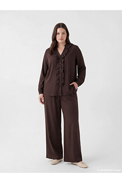 LC Waikiki Rmz Gi̇yi̇m Farkiyla Women's Wide Leg Pants with Waist Cord