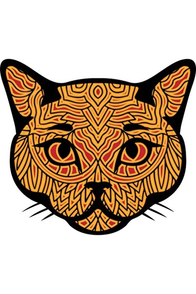 OEM Autocolant decorativ, Mandala, Pisică, Multicolor, 66 cm