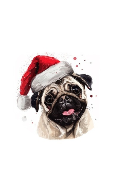 OEM Autocolant decorativ, Crăciun, Pug, multicolor