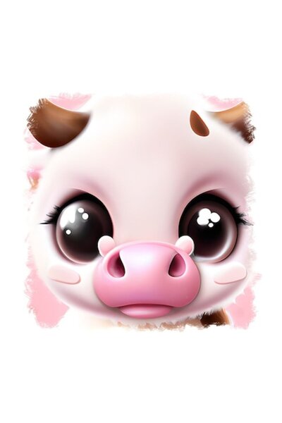 OEM Διακοσμητικό αυτοκόλλητο, αγελάδα, ροζ, 55 εκ.