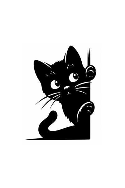 OEM Διακοσμητικό αυτοκόλλητο, Γάτα, Μαύρο