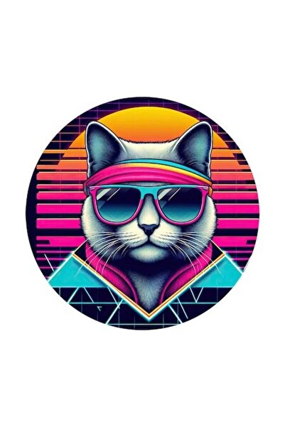 OEM Διακοσμητικό αυτοκόλλητο, Γάτα, Ρετρό, Πολύχρωμο