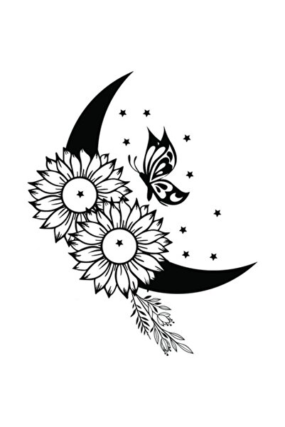 OEM Διακοσμητικό αυτοκόλλητο, Φεγγάρι, Μαύρο, 74 εκ.