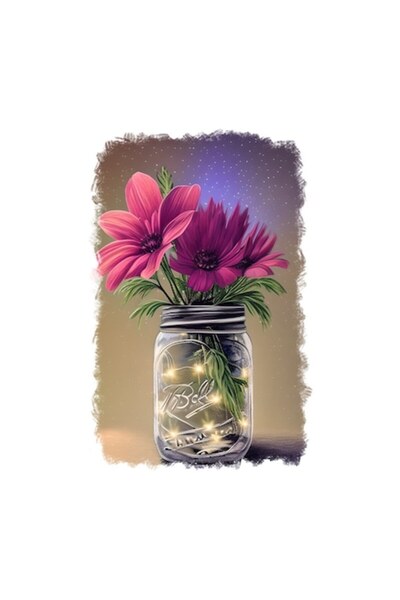 OEM Autocolant decorativ, Vază cu flori, roz, 70 cm