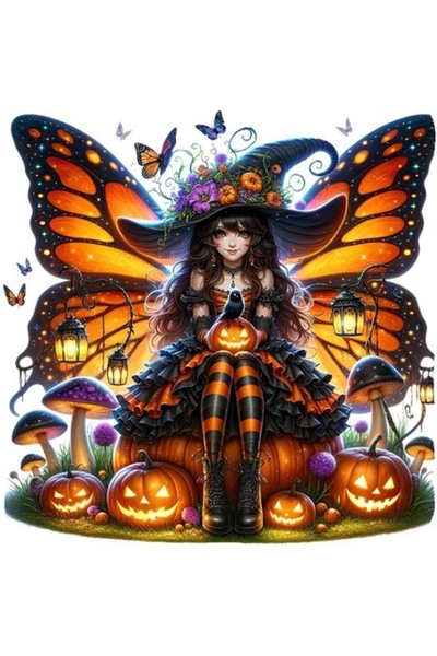 OEM Autocolant decorativ, Halloween, Zână, Portocaliu