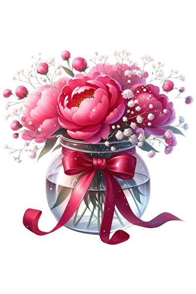 OEM Autocolant decorativ, borcan cu flori, roșu