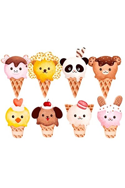 OEM Autocolant decorativ, Animale în cornet de înghețată