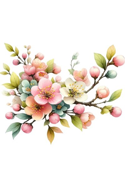 OEM Διακοσμητικό αυτοκόλλητο, Κλαδί με Λουλούδια, Ροζ