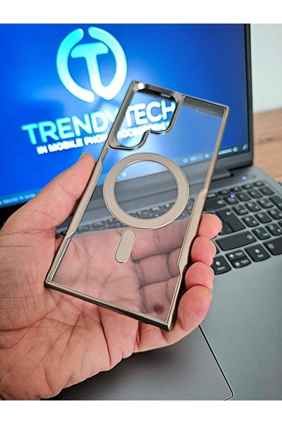 EPRO Samsung Galaxy S23 Ultra Uyumlu MagSafe Şarj Özellikli Arkası Şeffaf Yan...