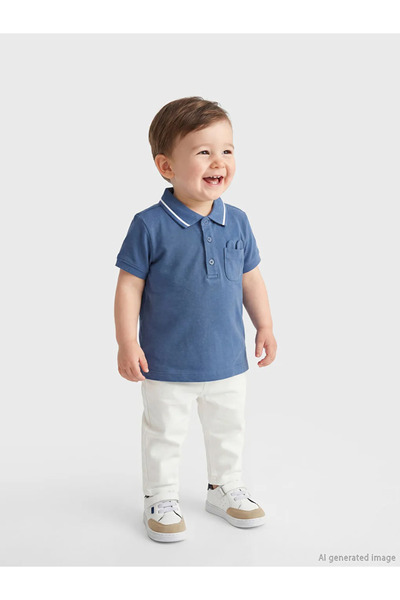 LC Waikiki Lcw Baby Navy Blue Polo Collar Baby Boy T-Shirt and Pants