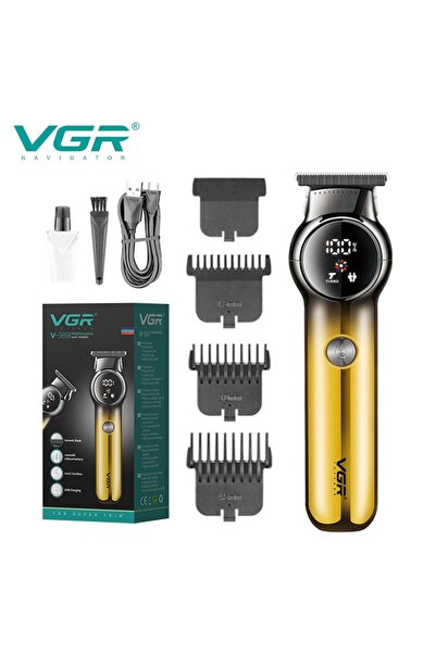 VGR Aparat de tuns Pro V-989 + 3 capete, 1,5 mm, 3 mm și 4,5 mm, fără fir, auriu