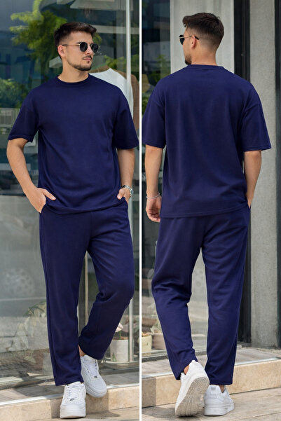 F17mixed Men's Oversized Basic T-Shirt Pants Set Comfortable Fit Daily Combin...