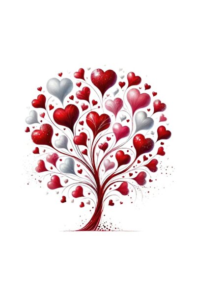 OEM Autocolant decorativ, Ziua Îndrăgostiților, Copac, Roșu