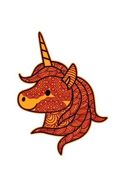 OEM Διακοσμητικό αυτοκόλλητο, Μάνταλα, Μονόκερος, Πορτοκαλί, 82 εκ.