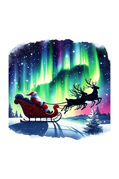 OEM Διακοσμητικό αυτοκόλλητο, Βόρειο Σέλας, Άγιος Βασίλης, Πολύχρωμο