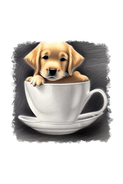 OEM Декоративен стикер, Кученце, Жълт, 55 см