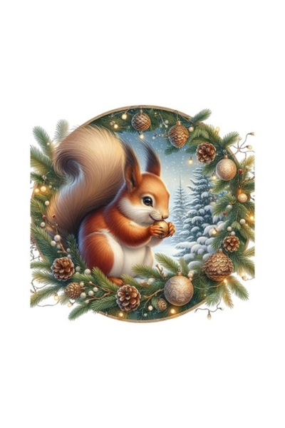 OEM Διακοσμητικό αυτοκόλλητο, Χριστούγεννα, Σκίουρος, Πολύχρωμο