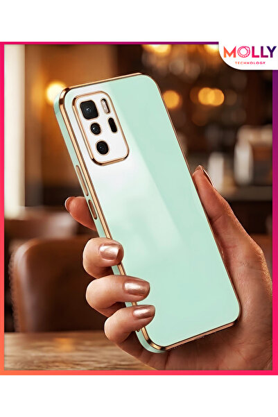 Molly Water Green Edges Gold Detailed Luxury Silicone Case for Poco X3 Gt