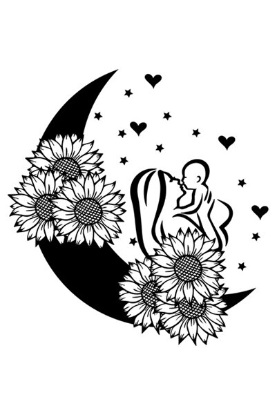 OEM Διακοσμητικό αυτοκόλλητο, Φεγγάρι, Μαύρο, 63 εκ.