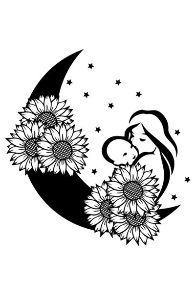OEM Decorative Sticker, Moon, Black, 63 cm