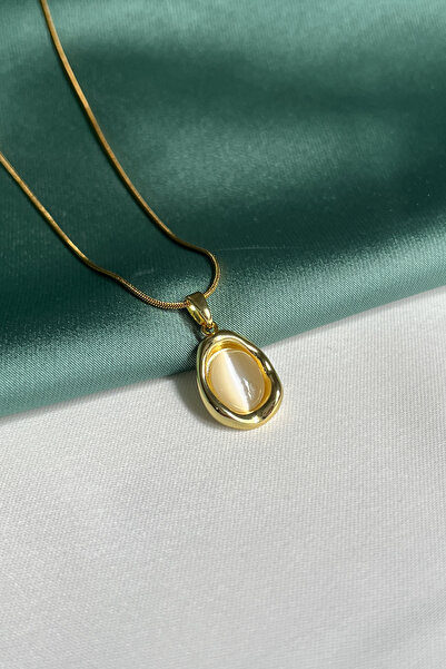 Berilya Aksesuar قلادة أوبال مرصّع بالأحجار من الفولاذ غير المتماثل