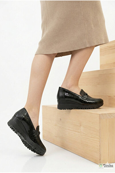 Mammamia Kadın Mevsimlik Hakiki Deri Ortopedik Klasik Tarz Şık Dolgu Topuk Ay...