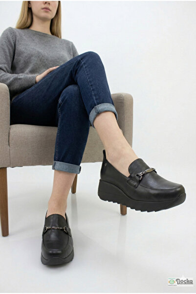 Mammamia Kadın Mevsimlik Ortopedik Hakiki Deri Klasik Tarz Dolgu Topuk Ayakka...