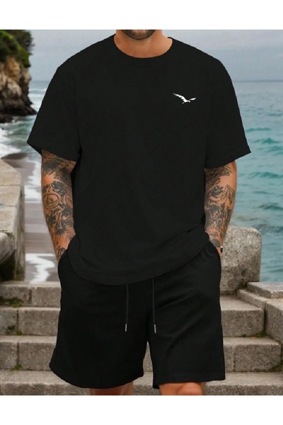 PENTHİLUS Men's T-Shirt and Shorts Set - Men's Oversized Two-Piece Set