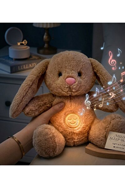 NB market Tavşan peluş oyuncak uyku arkadaşı nefes alan müzikli 30cm tavşan n...